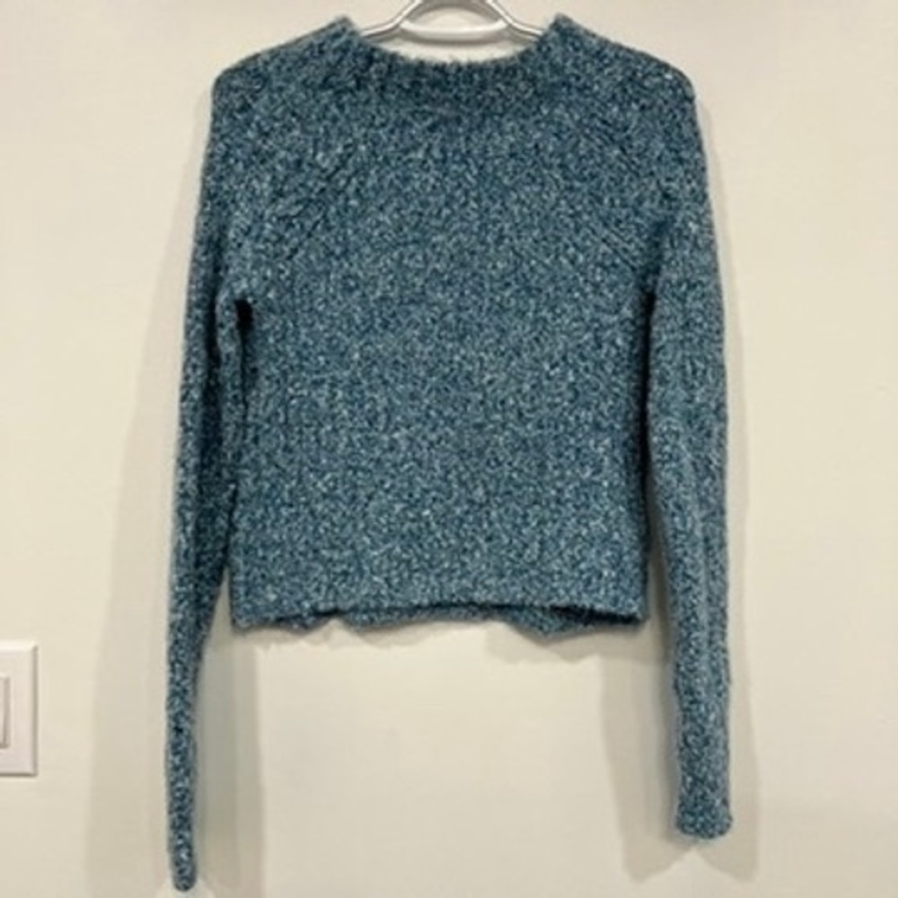 Free People Womens Avalon Sweater Medium Blue Speckled Crewneck Knit - Picture 3 of 6